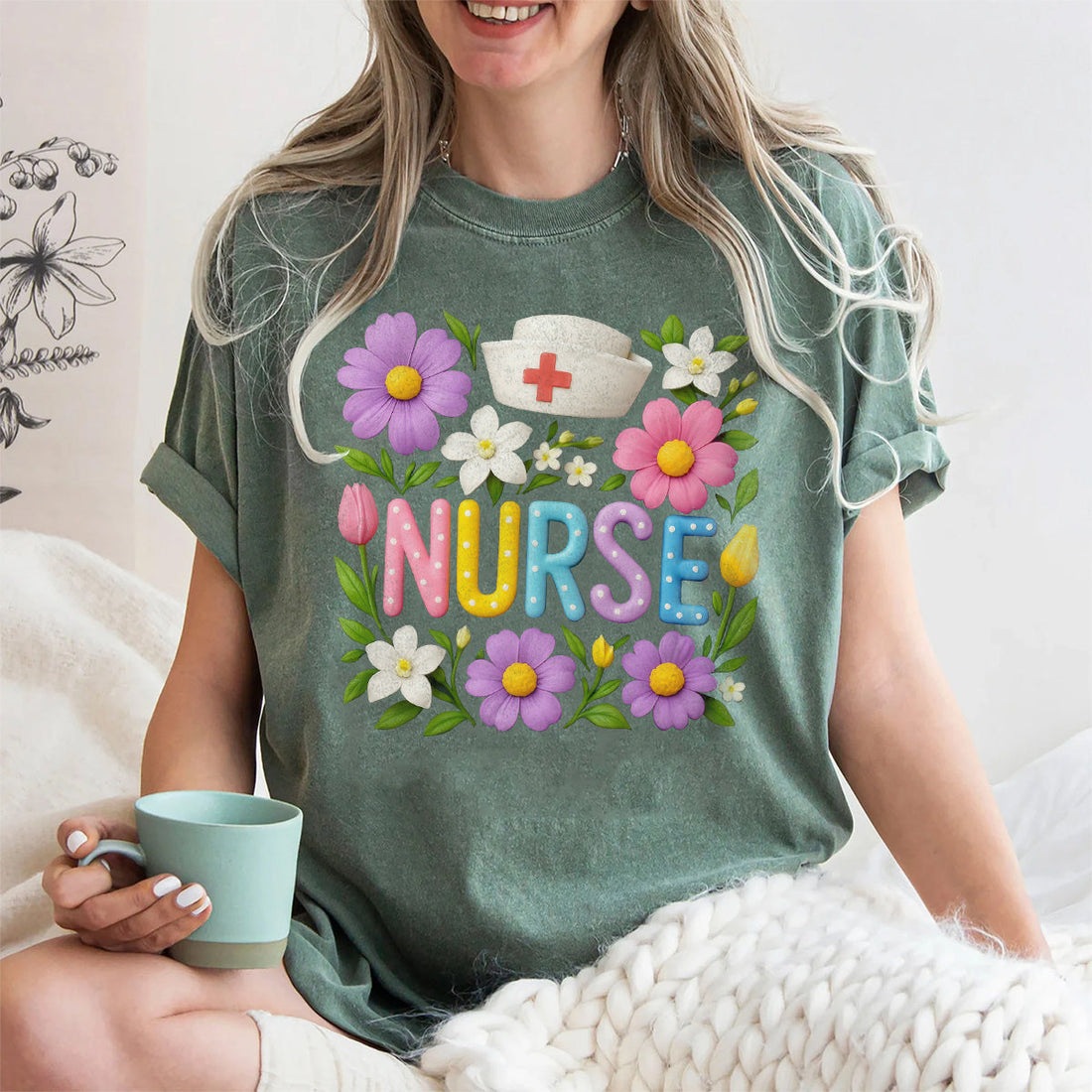Spring Floral Nurse Shirt