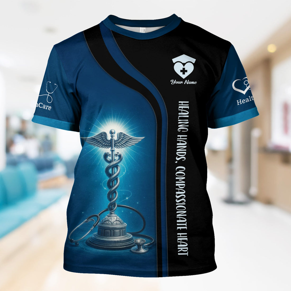 Personalized Healing Hands Caduceus Nurse Shirt