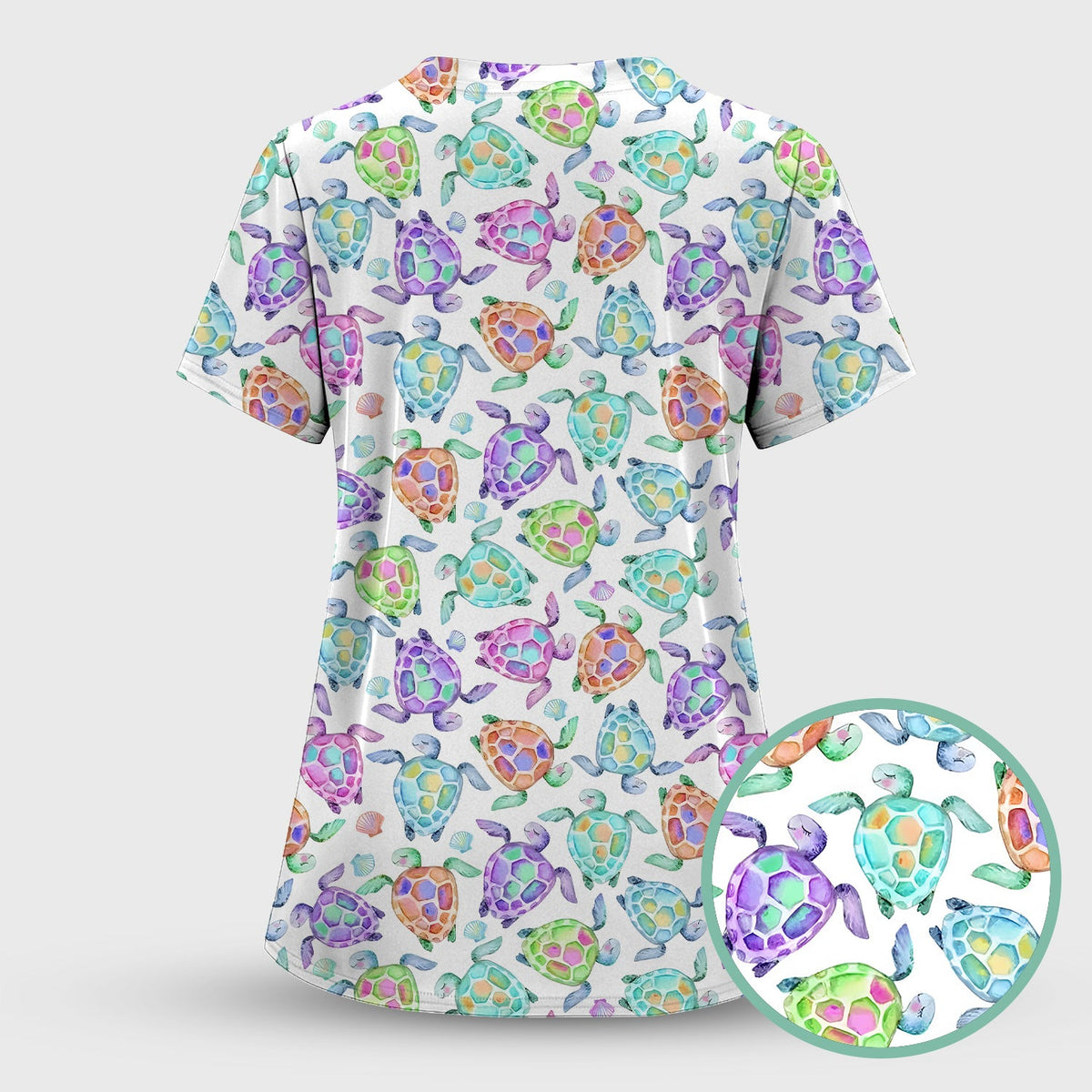 Potted Plant Orchid Cactus Pattern Scrub Top, Comfortable Scrubs for Nurses