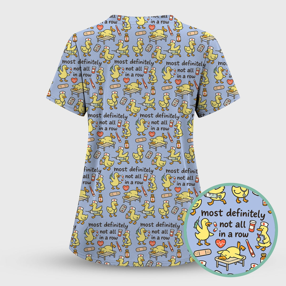 Funny Nurse Duck Medical Humor Pattern Scrub Top, Comfortable Scrubs for Nurses