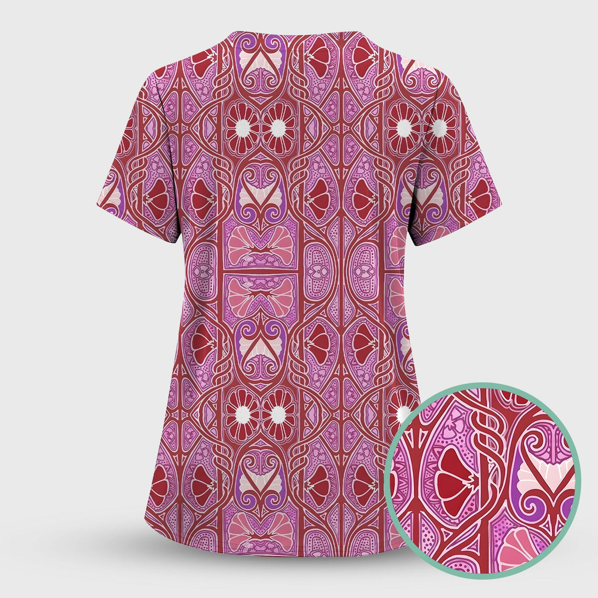 Vintage Ornamental Floral Nurse Scrub Set
