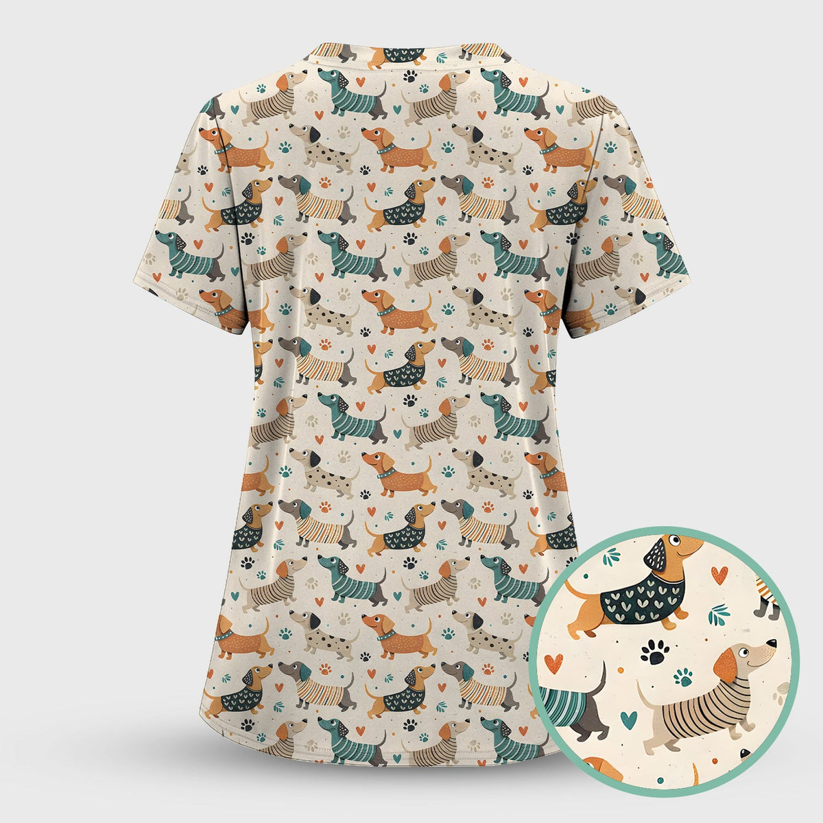 Fun Dachshund Paw Heart Nurse Scrub Set