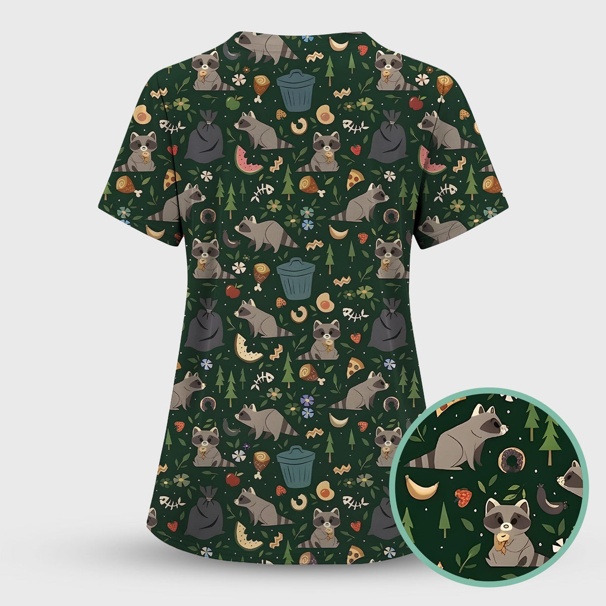 Raccoon Forest Food Nurse Scrub Set