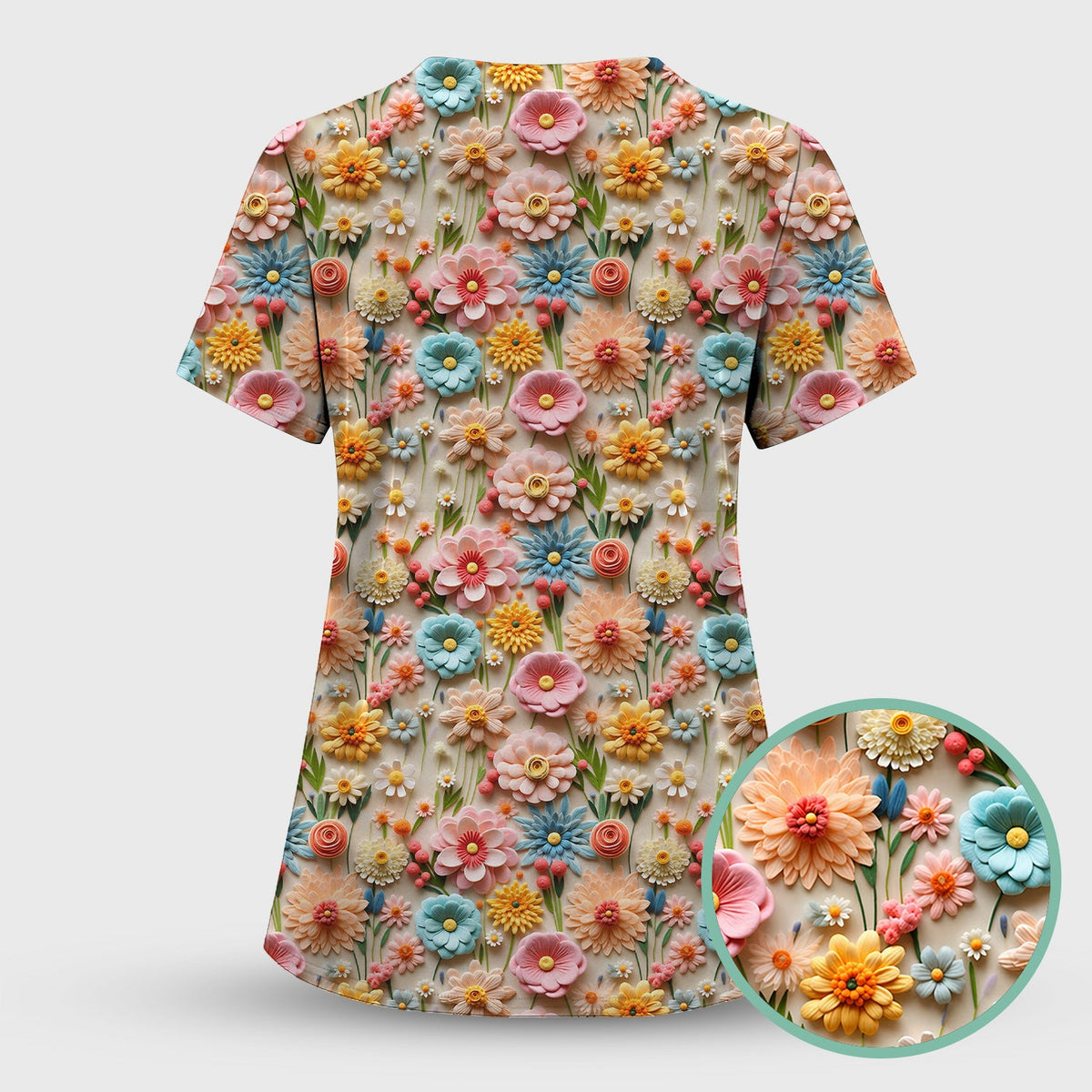 Colorful Blooming Wildflower Nurse Scrub Set