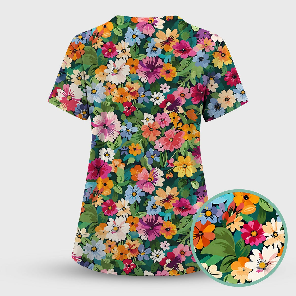 Colorful Wildflower Garden Nurse Scrub Set