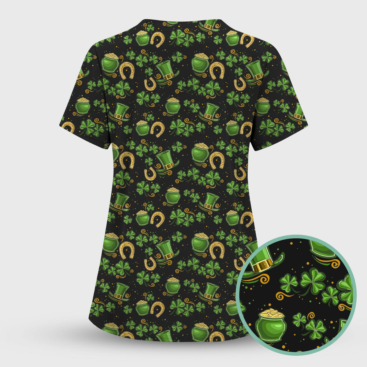 St Patrick Shamrock Nurse Scrub Top