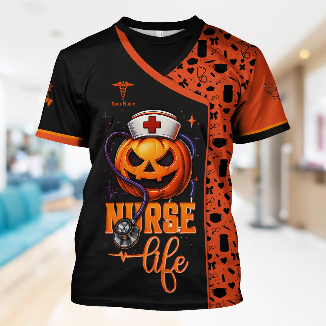 Personalized Halloween Pain Scale Nurse Shirt