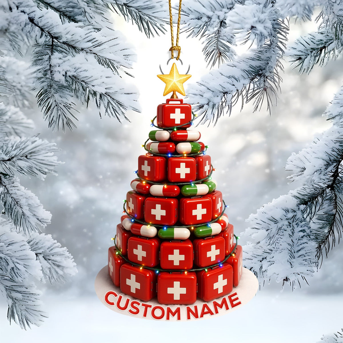 Personalized Pill Box Christmas Nurse Ornament
