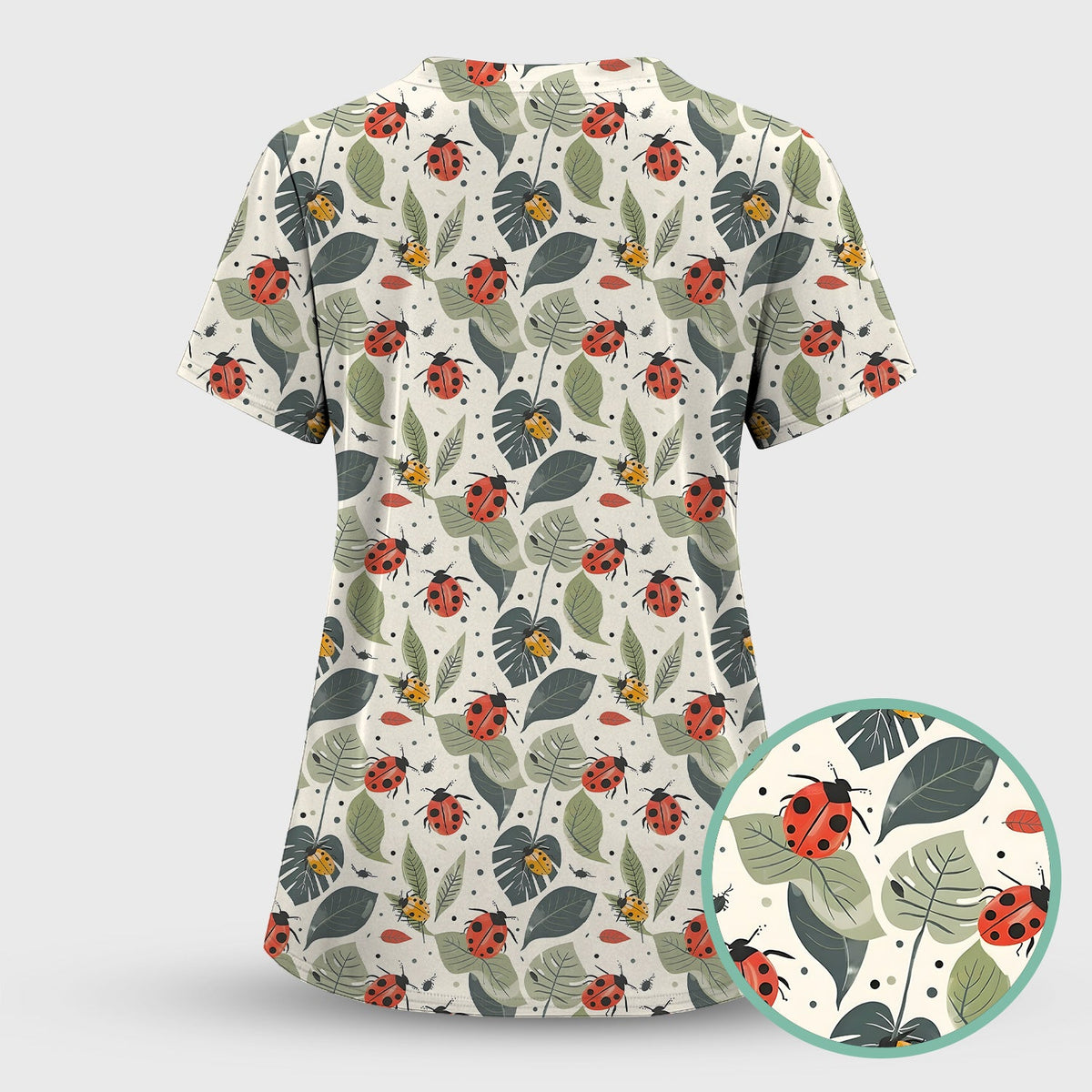 Ladybug Leaf Nature Nurse Scrub Set