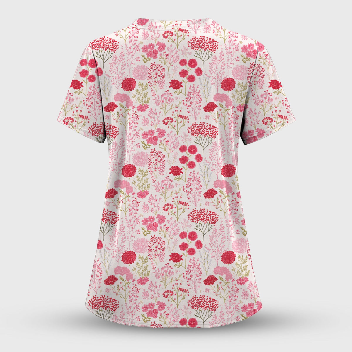 Pink Floral Allover Nurse Scrub Set