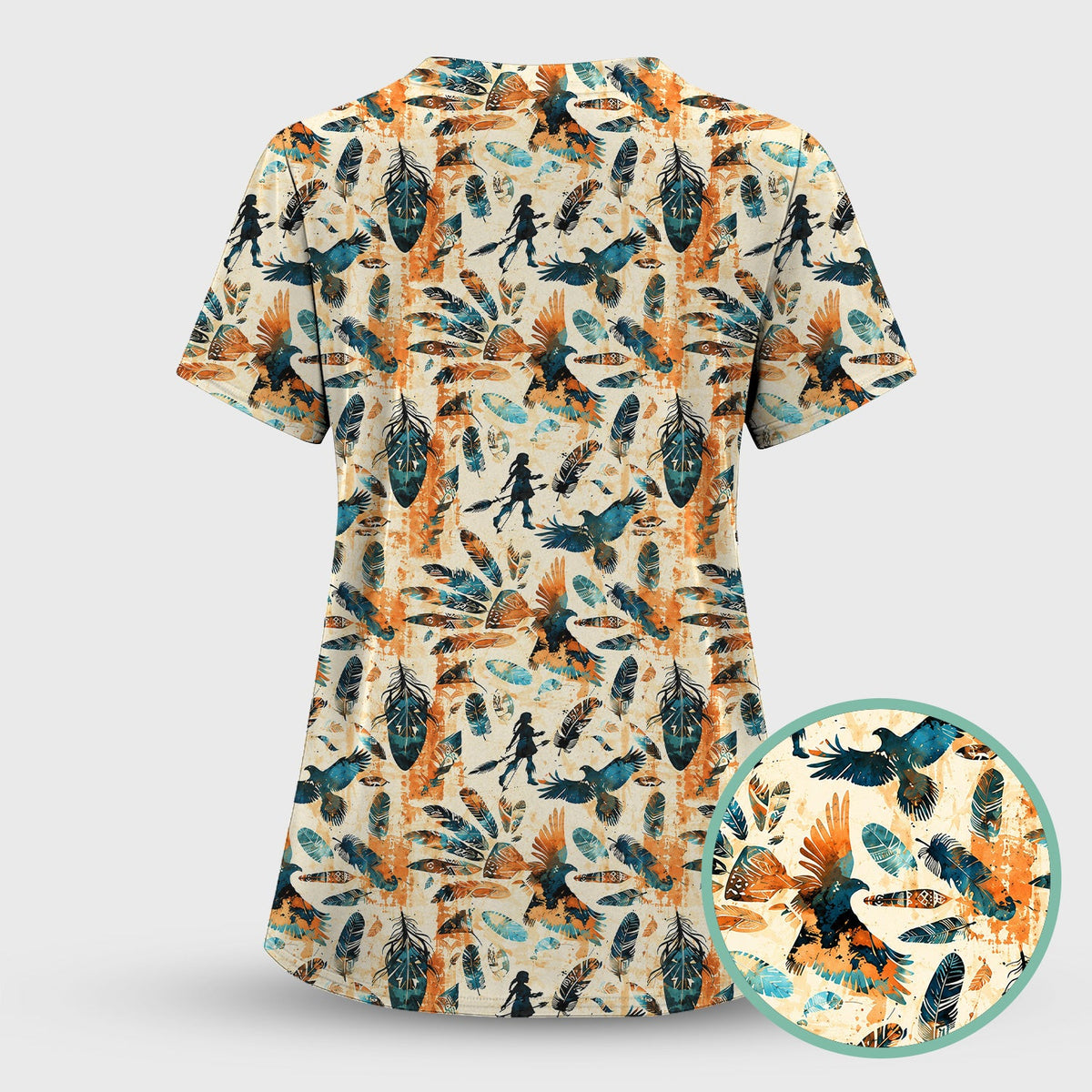Feather Birds Tribal Nurse Scrub Set