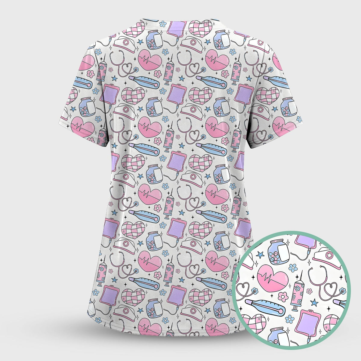 Pastel Medical Icons Nurse Scrub Set