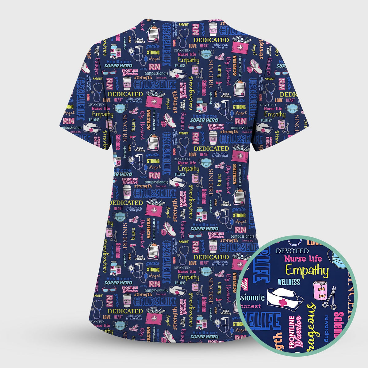 Colorful Nurse Life Typography Scrub Set