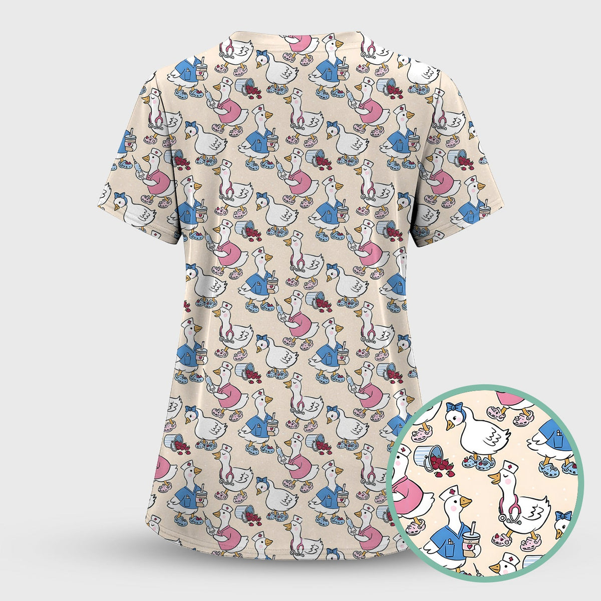 Goose Cartoon Nurse Scrub Top