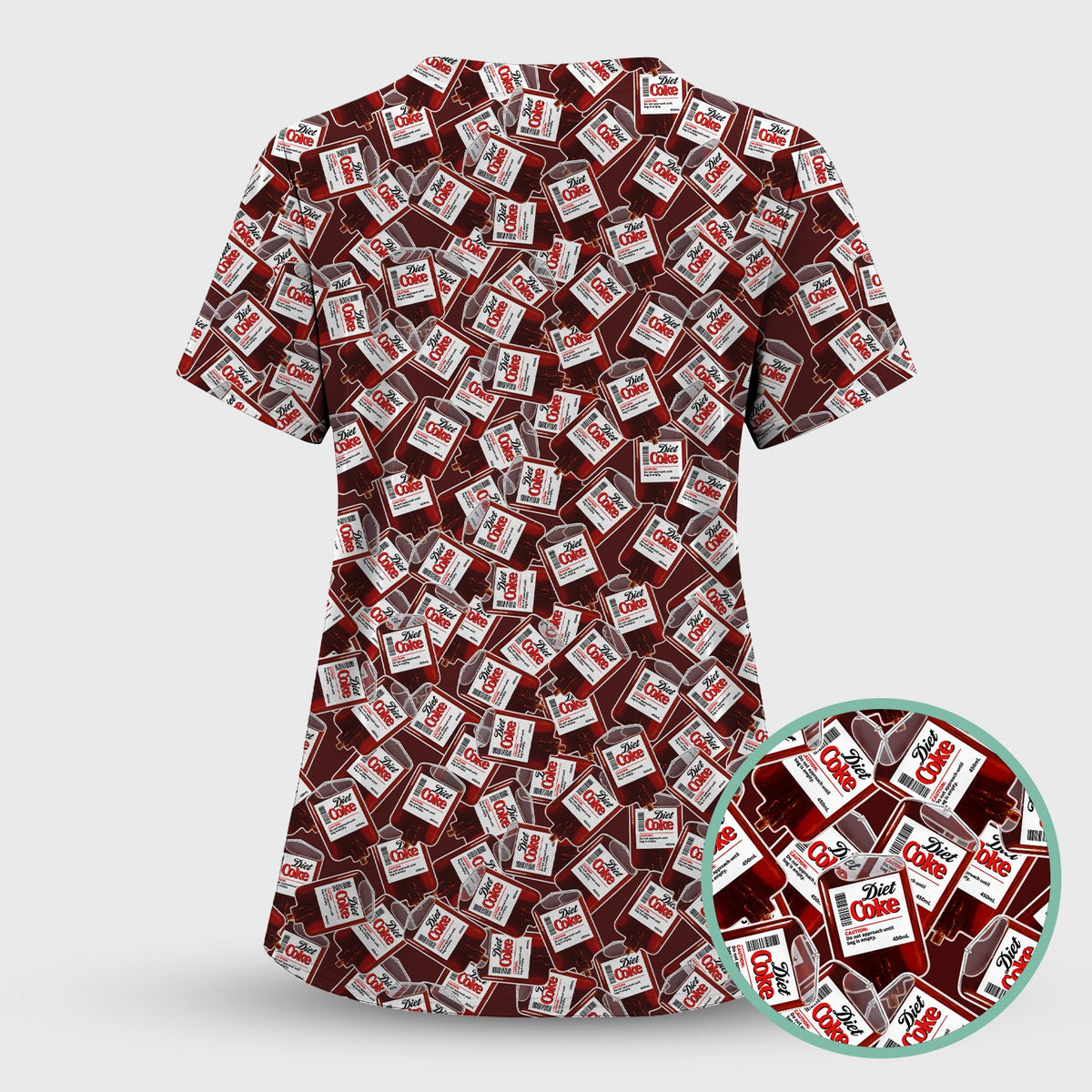 Vintage Soda Bottle Red Nurse Scrub Top