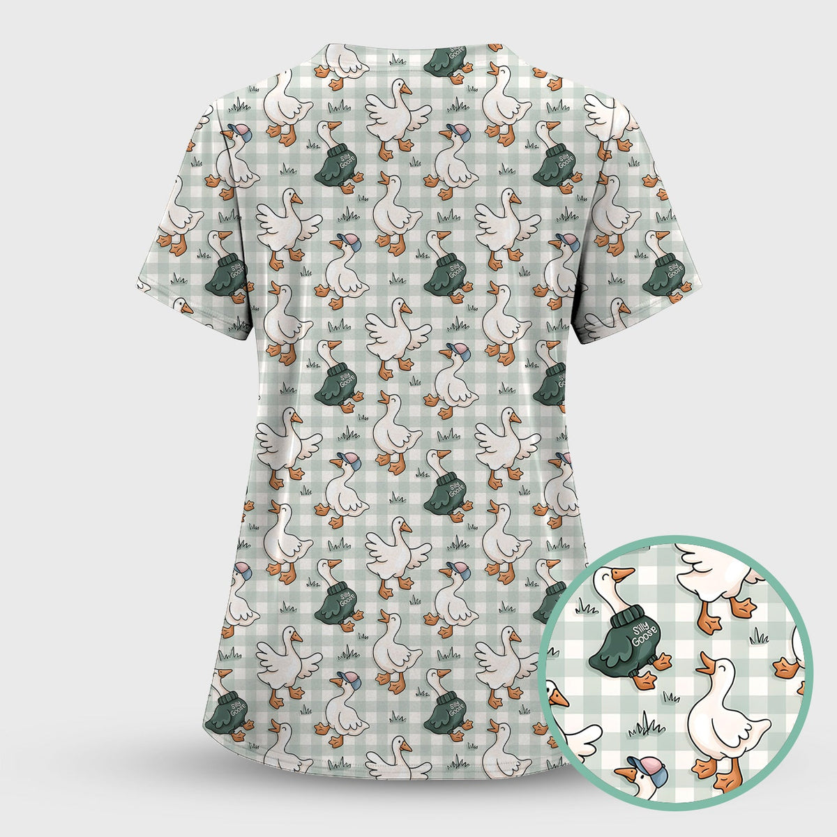 Goose Sweater Plaid Nurse Scrub Set