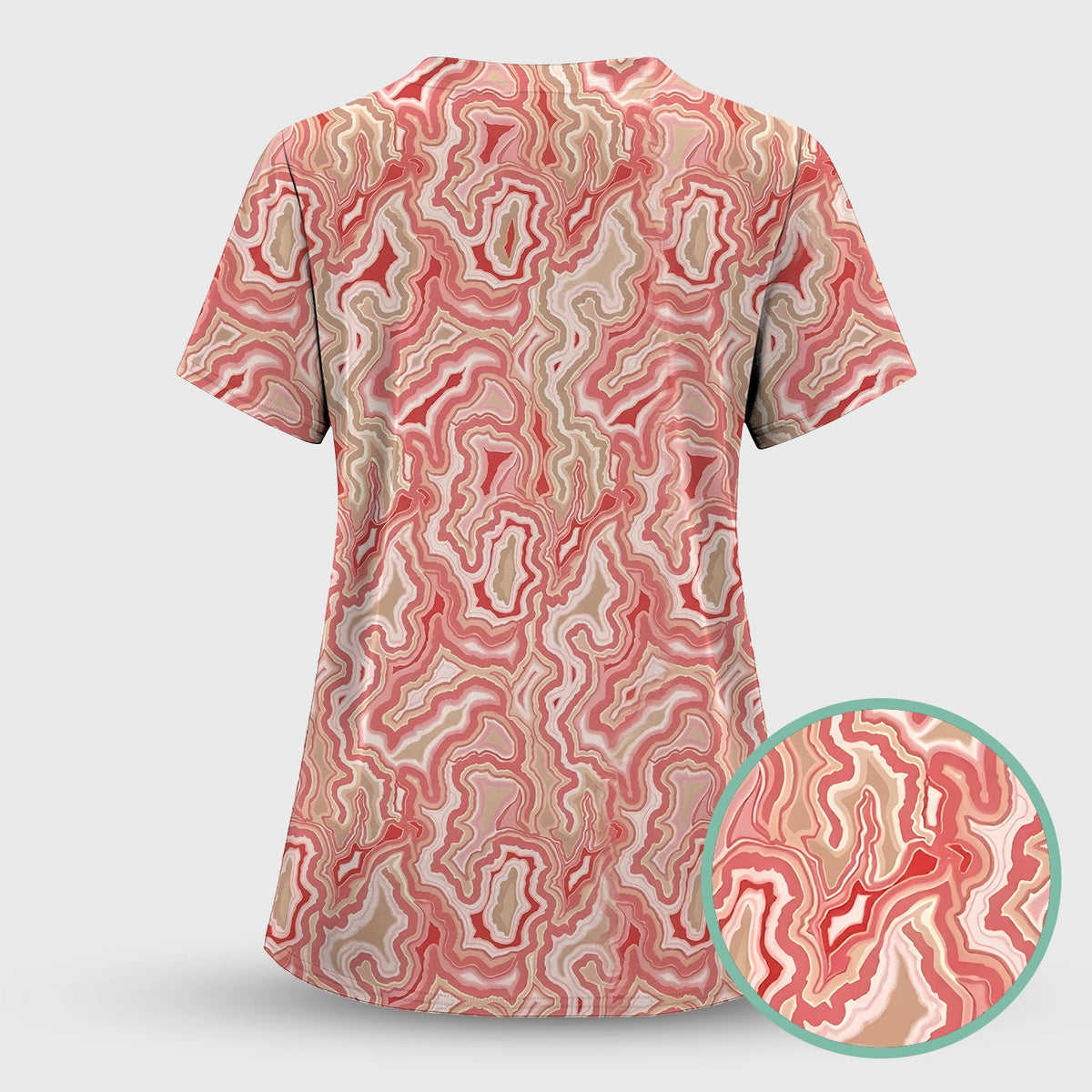 Pink Marble Swirl Nurse Scrub Top