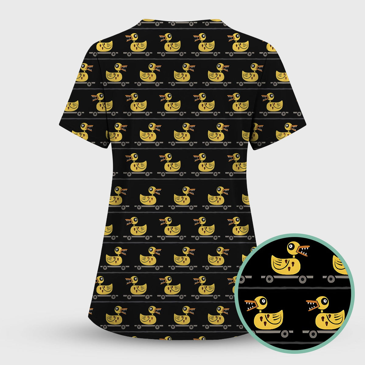Spooky Rubber Duck Nurse Scrub Top
