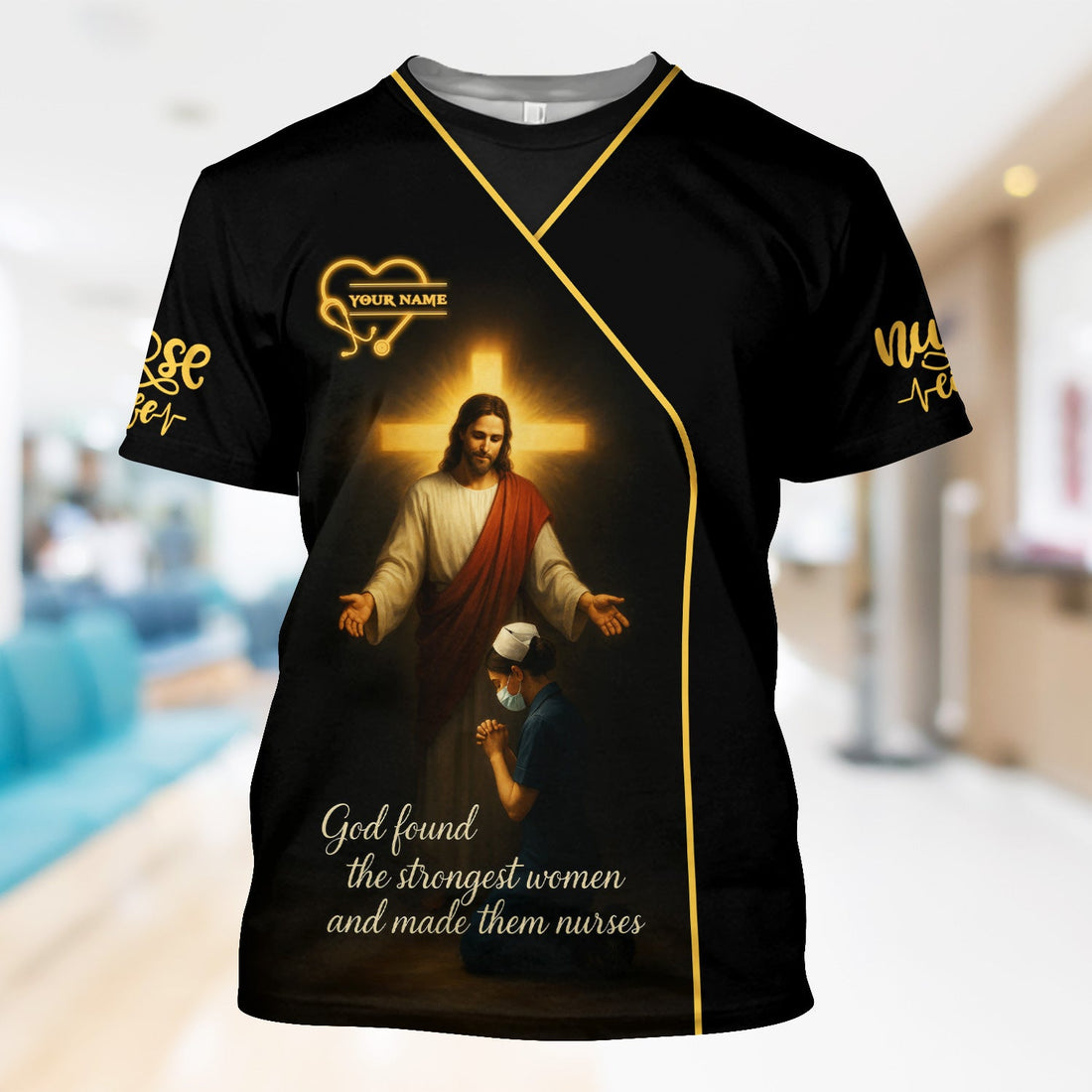 Personalized God Found Strongest Women Nurse Shirt