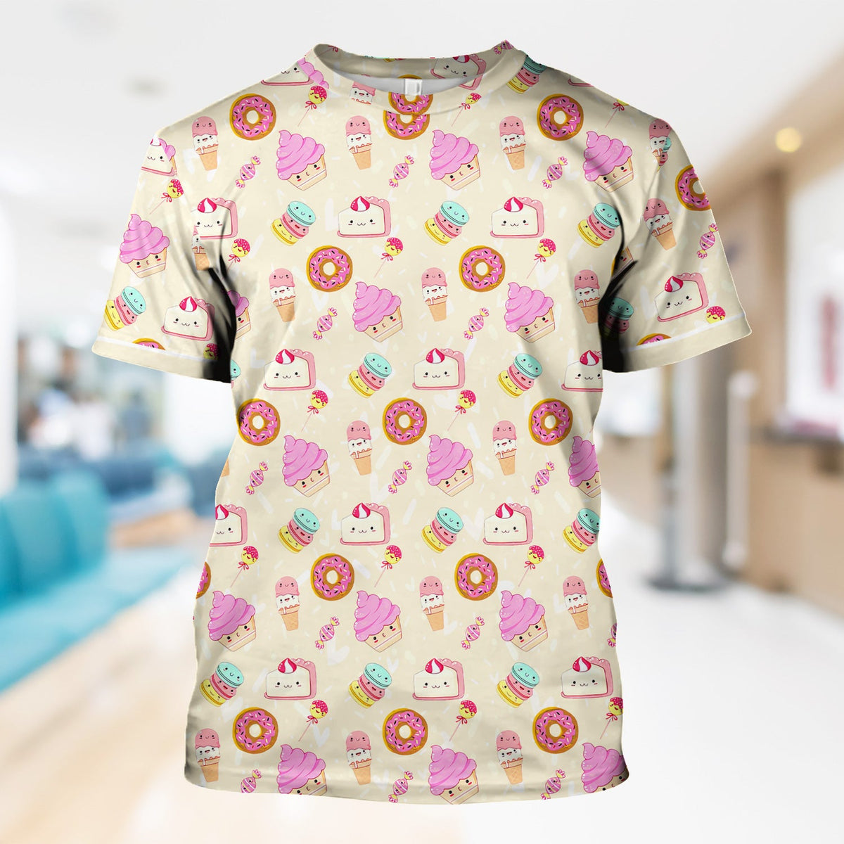 Donut Ice Cream Nurse Scrub Top