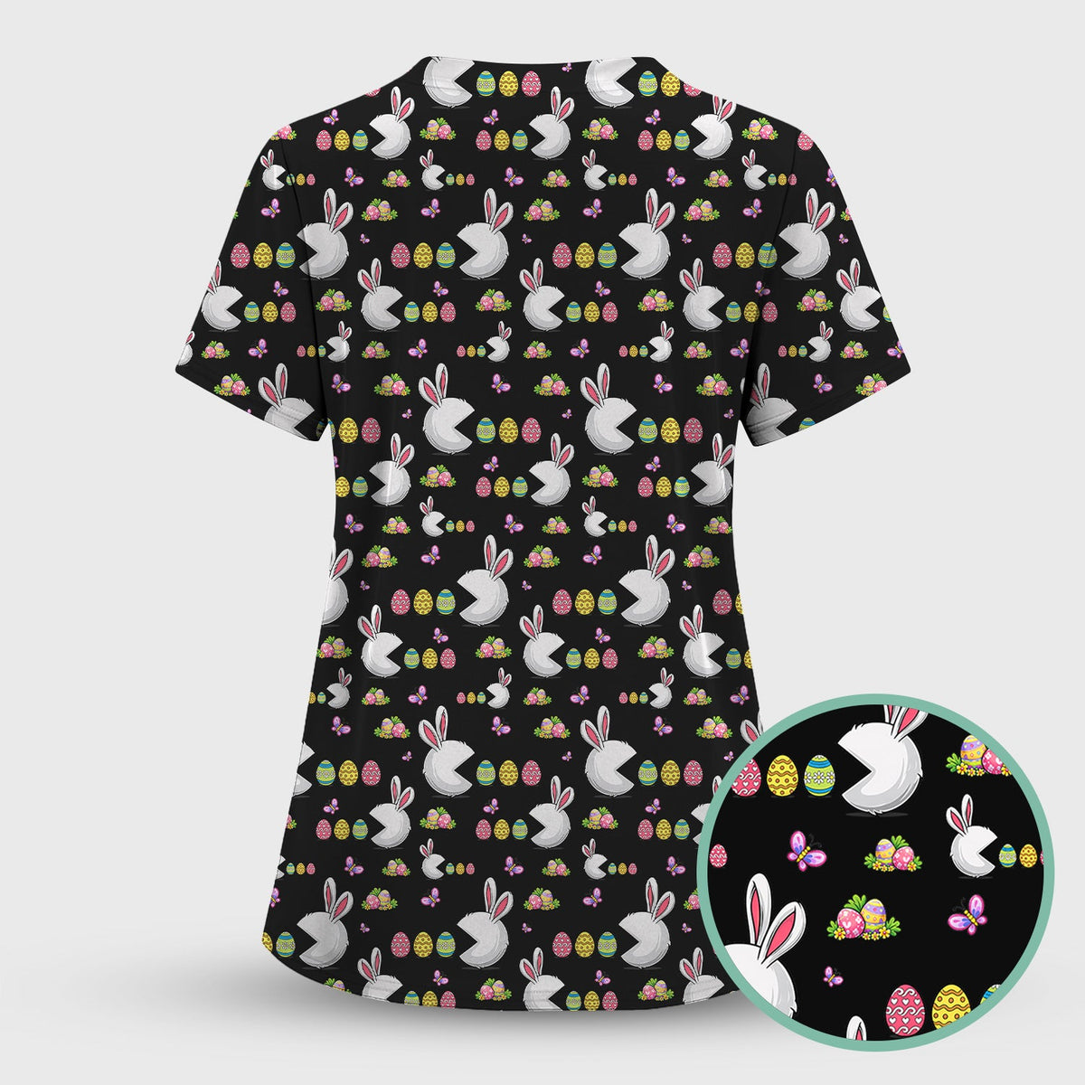 Bunny Colorful Eggs Nurse Scrub Set - Easter Gift
