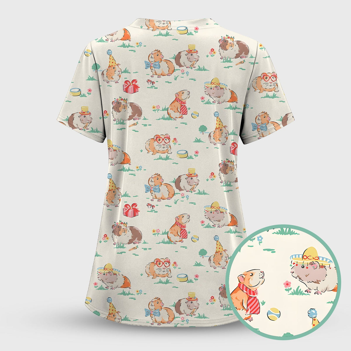 Guinea Pig Party Nurse Scrub Top