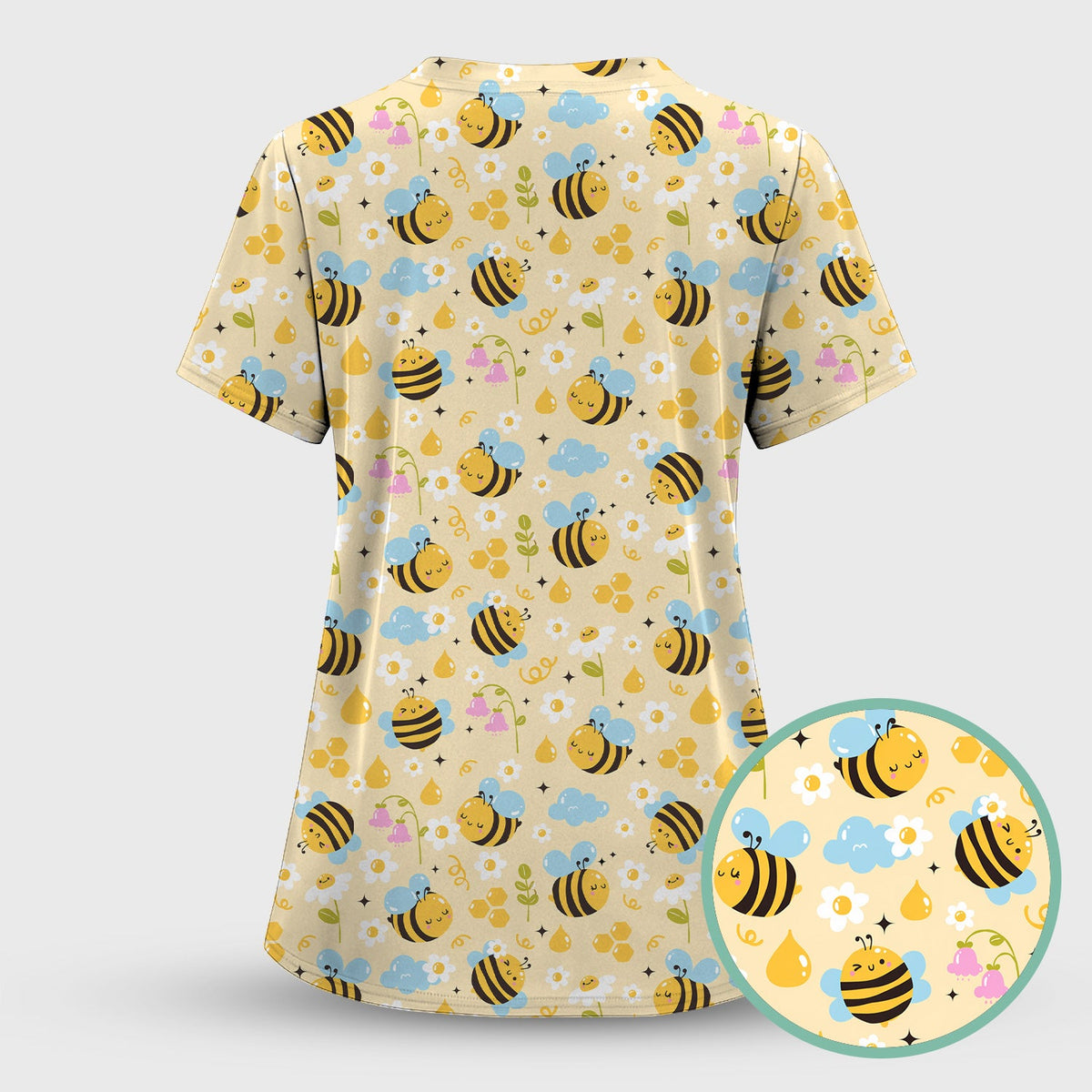 Honey Bee Flower Cloud Nurse Scrub Set