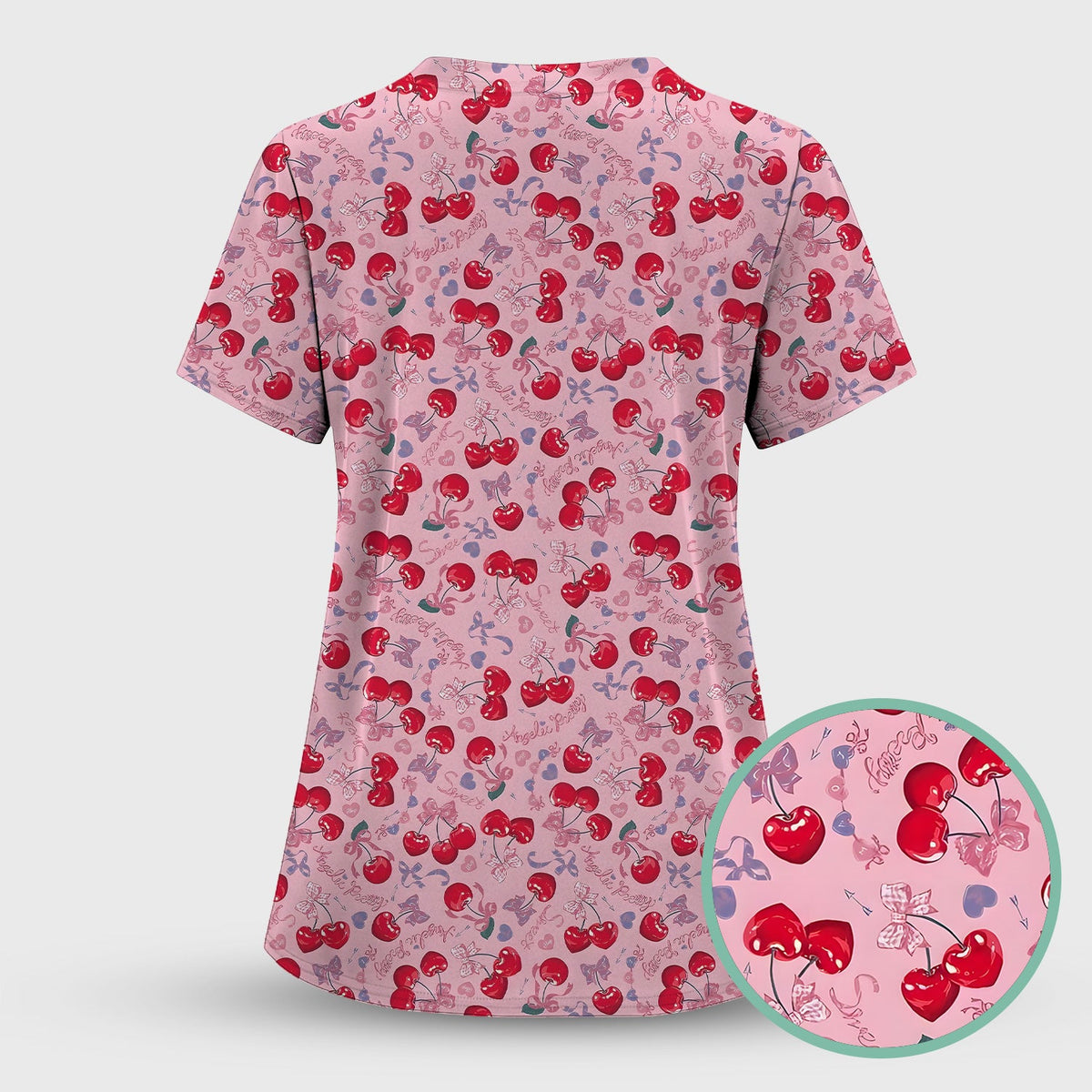 Cherry Blossom Nurse Scrub Top