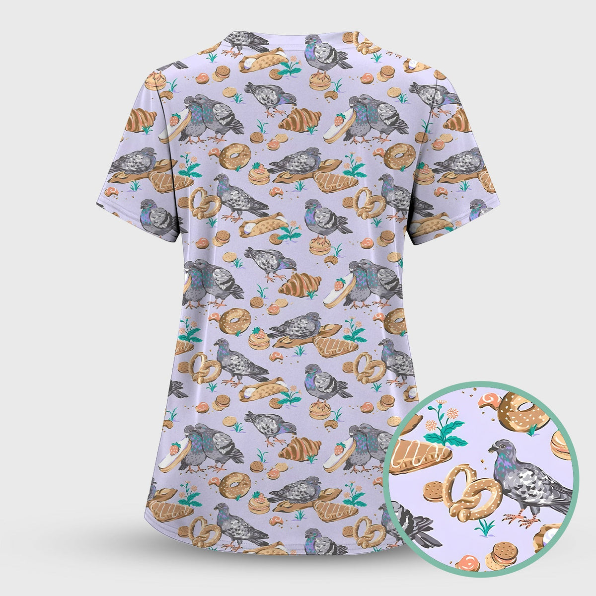 Pigeon Bread Snack Nurse Scrub Set