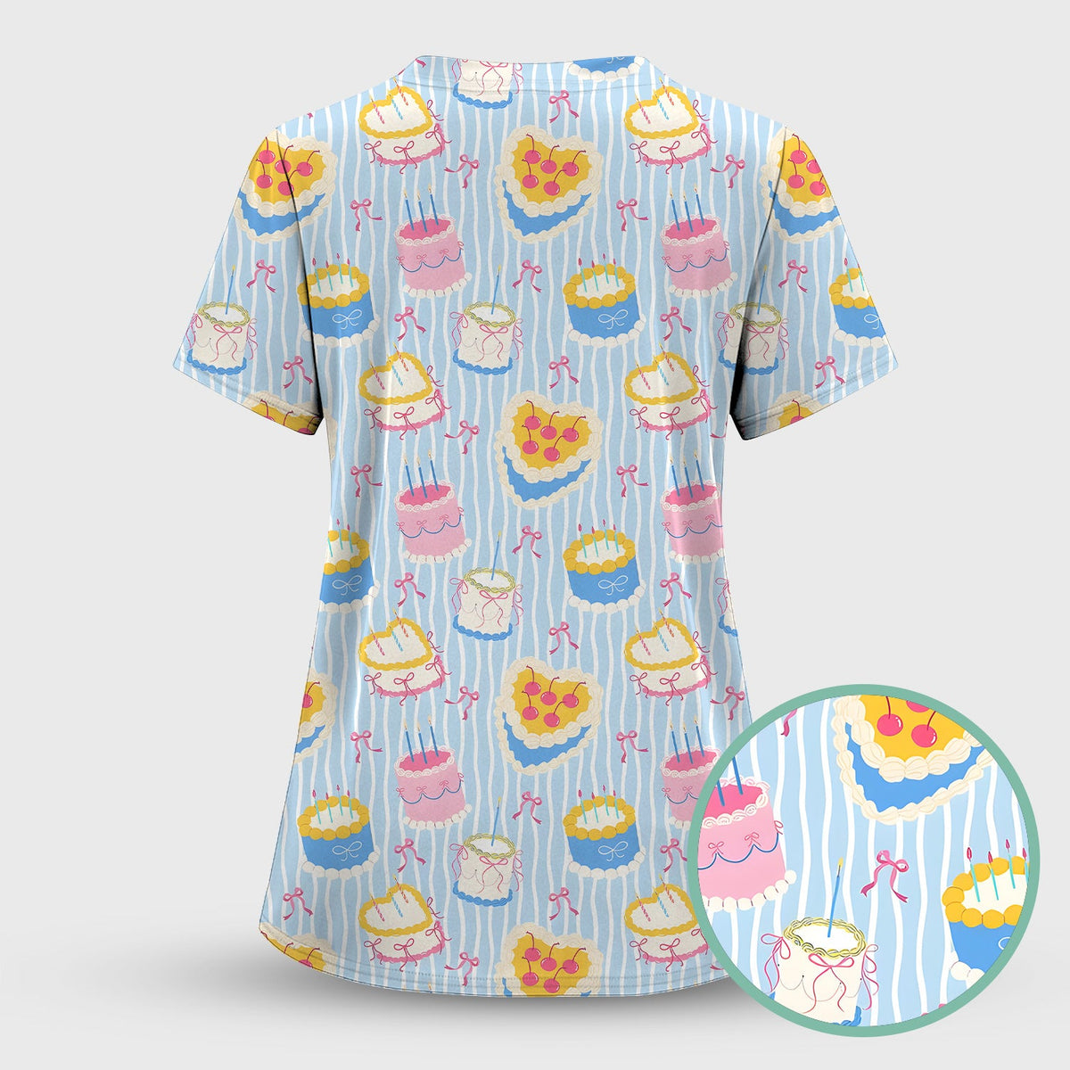 Coquette Cake Bow Stripe Nurse Scrub Set