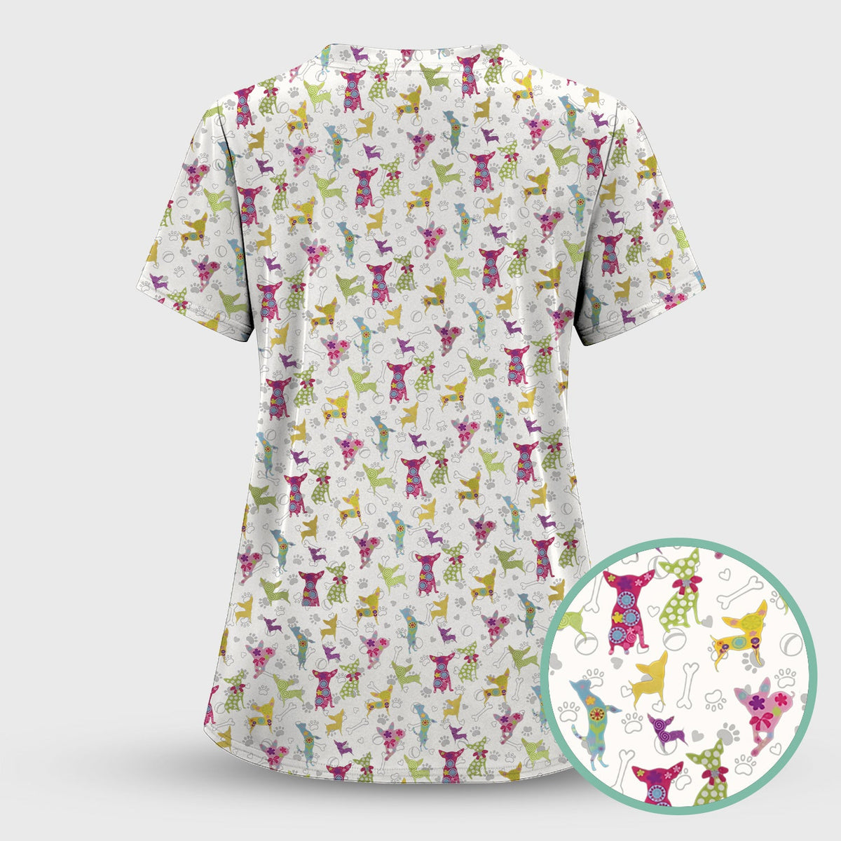 Colorful Playful Dog Nurse Scrub Set