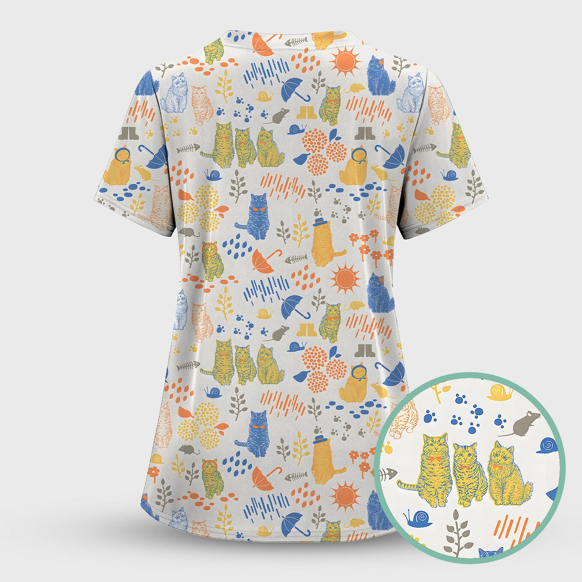 Cozy Rainy Day Cat Lover Nurse Scrub Set