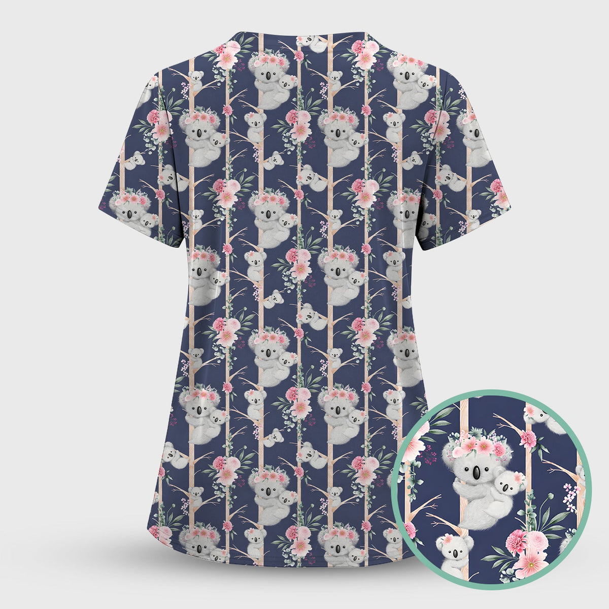 Koala Climbing Tree Blossom Nurse Scrub Set