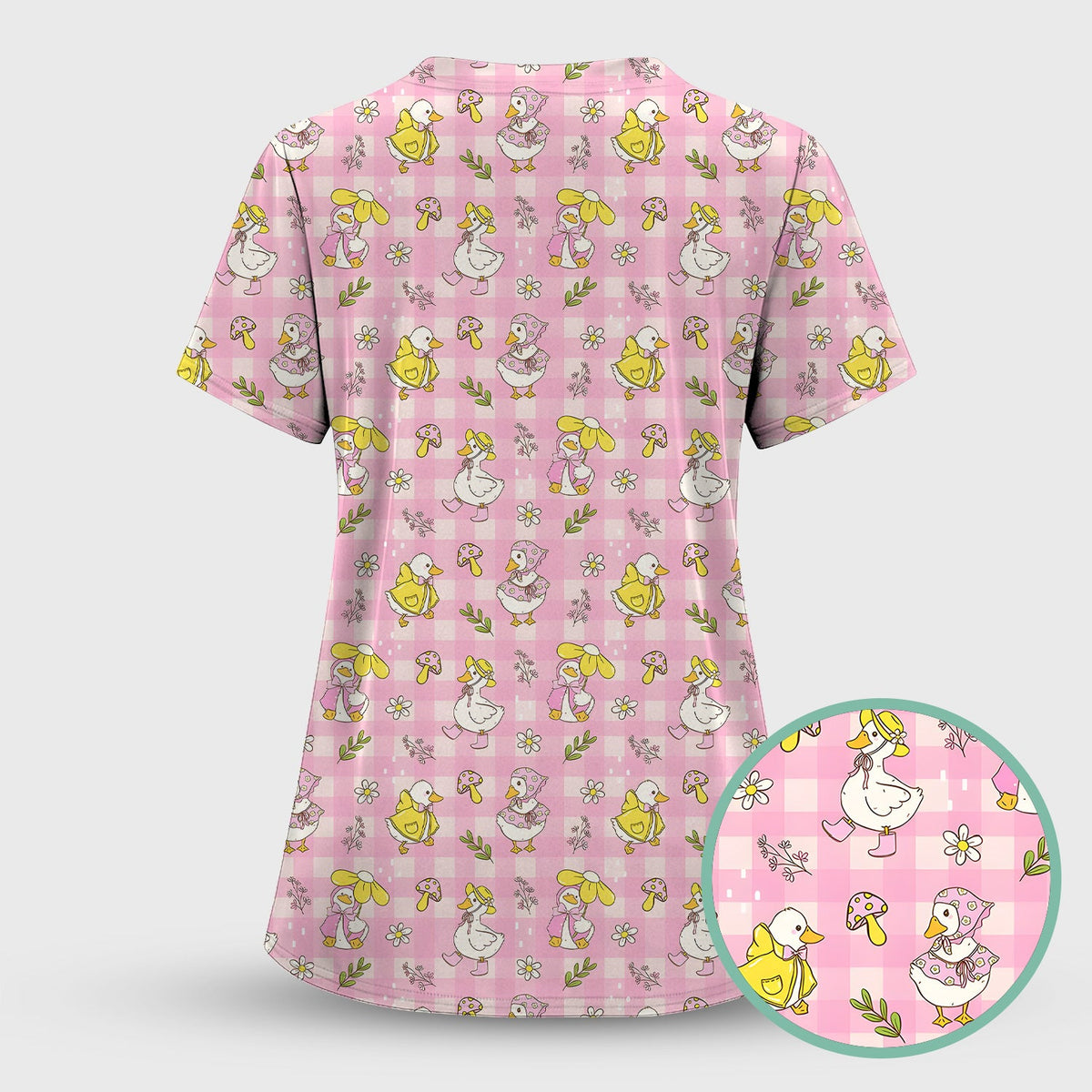 Spring Duckling Gingham Nurse Scrub Set