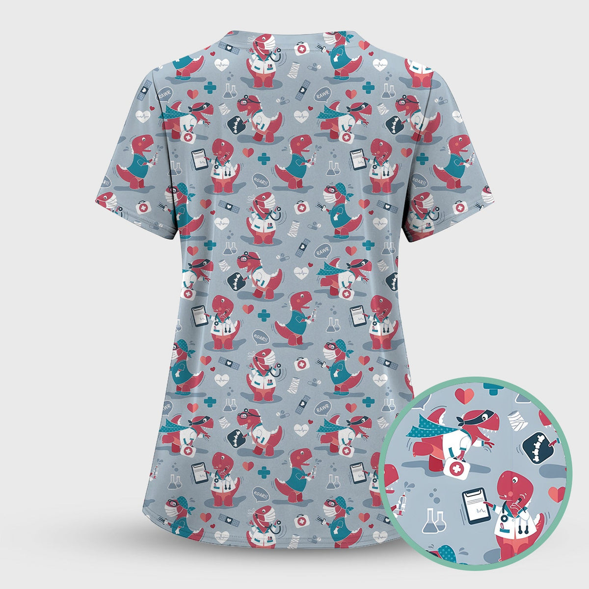 Dinosaur Doctor Nurse Scrub Top