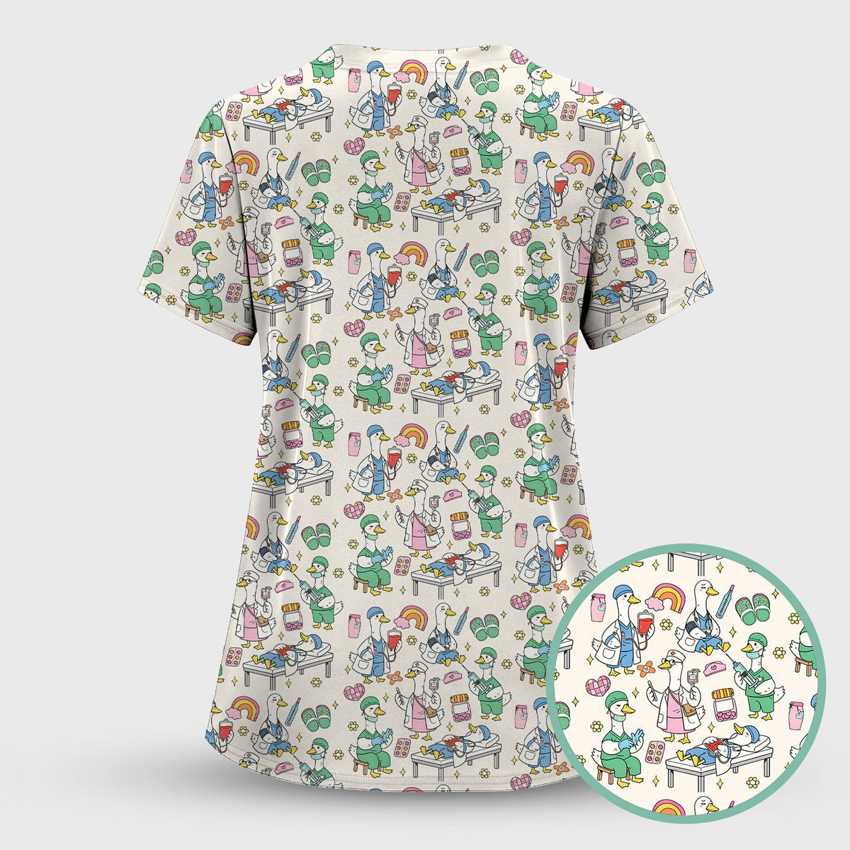 Duck Medical Doodle Nurse Scrub Top