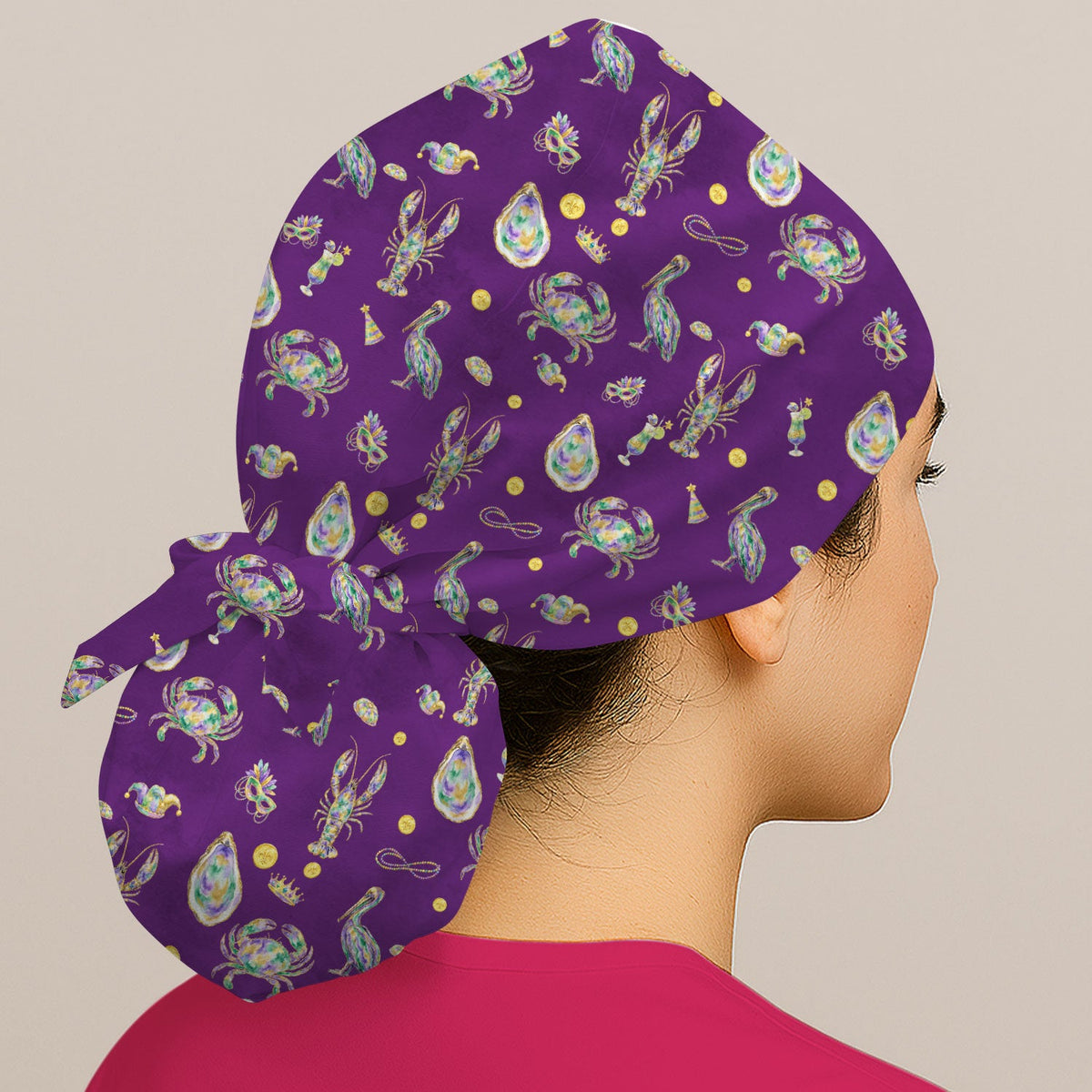 Mardi Gras Seafood Scrub Cap