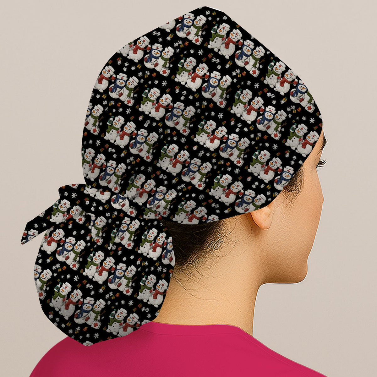 Snowman Scrub Cap - Christmas Gift For Nurse