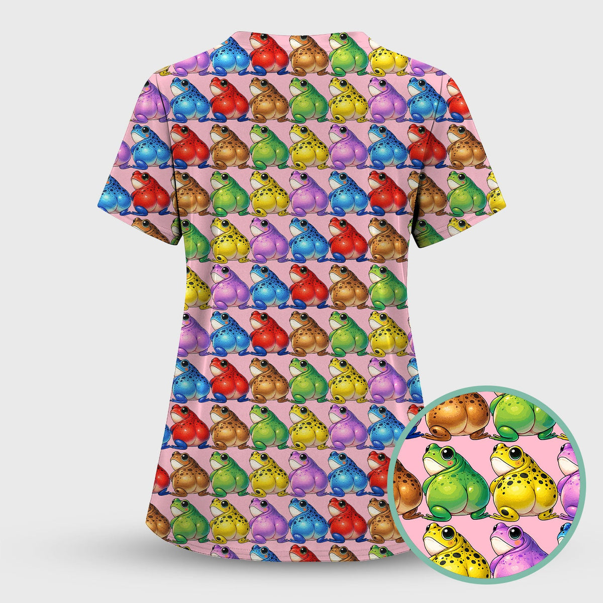 Colorful Frogs Nurse Scrub Top