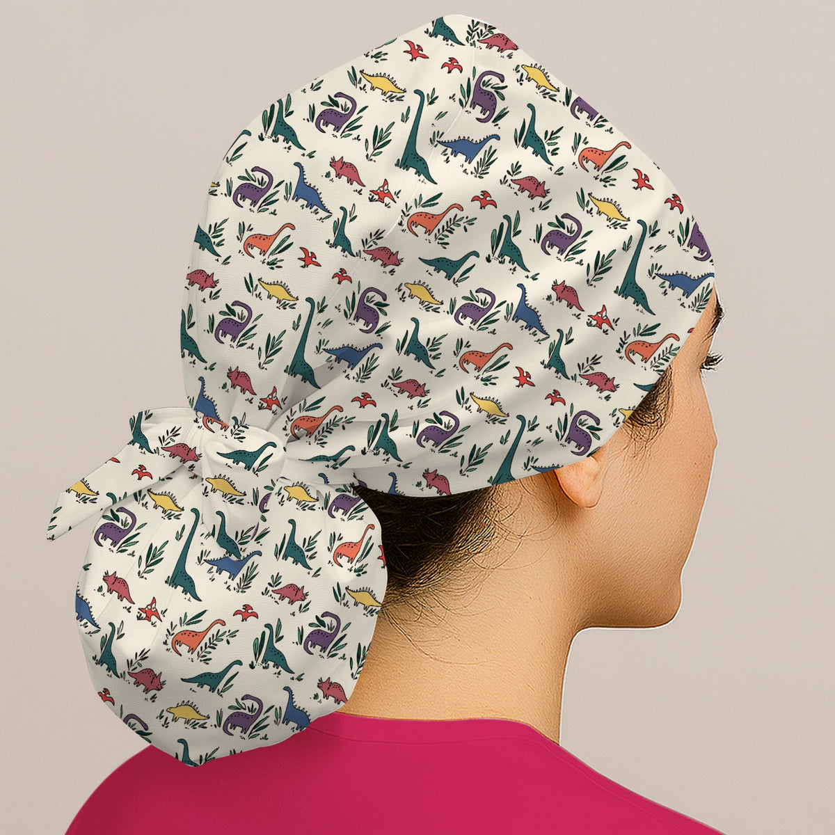Dinosaur Leafy Garden Scrub Cap