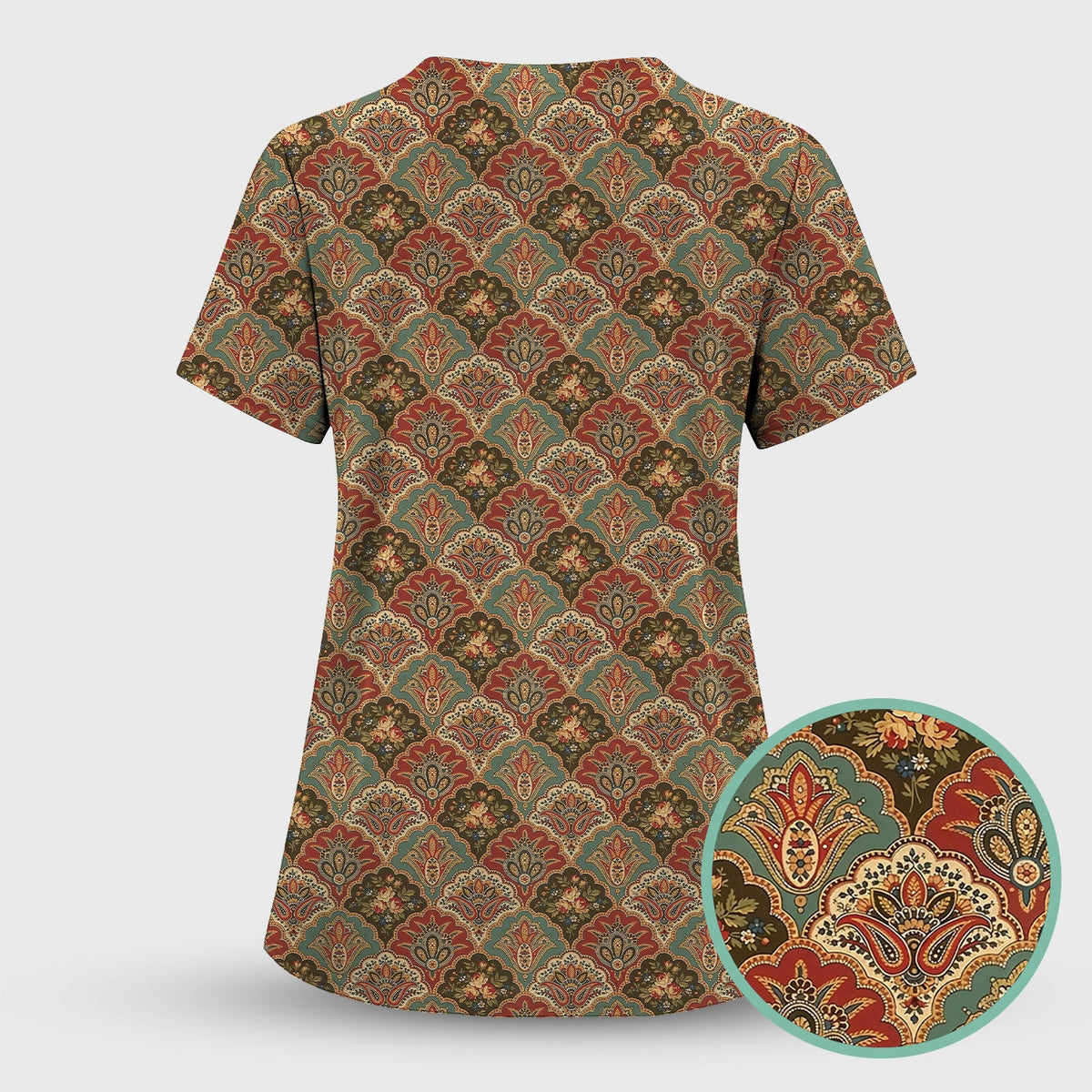 Vintage Floral Paisley Ornament Nurse Scrub Set