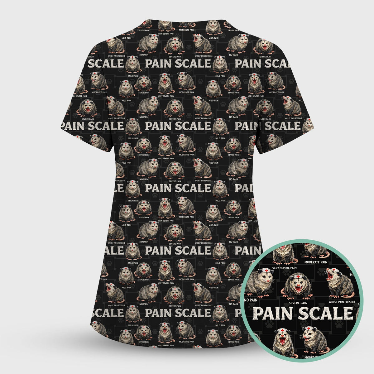 Edgy Possum Pain Scale Nurse Scrub Set