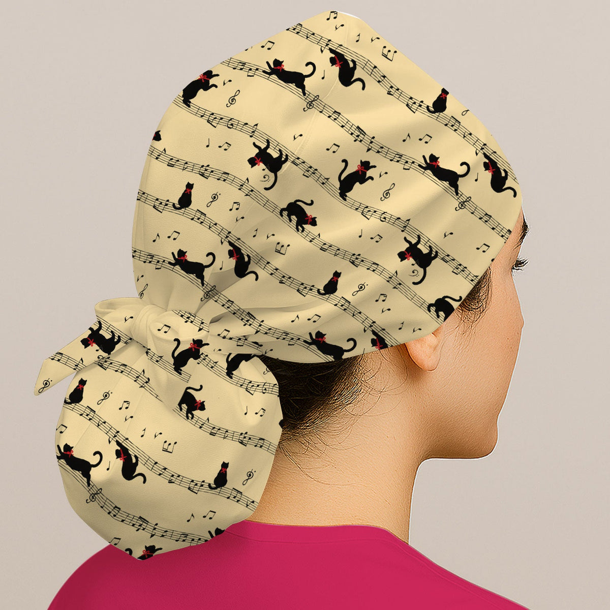 Dancing Black Cat Music Scrub Cap