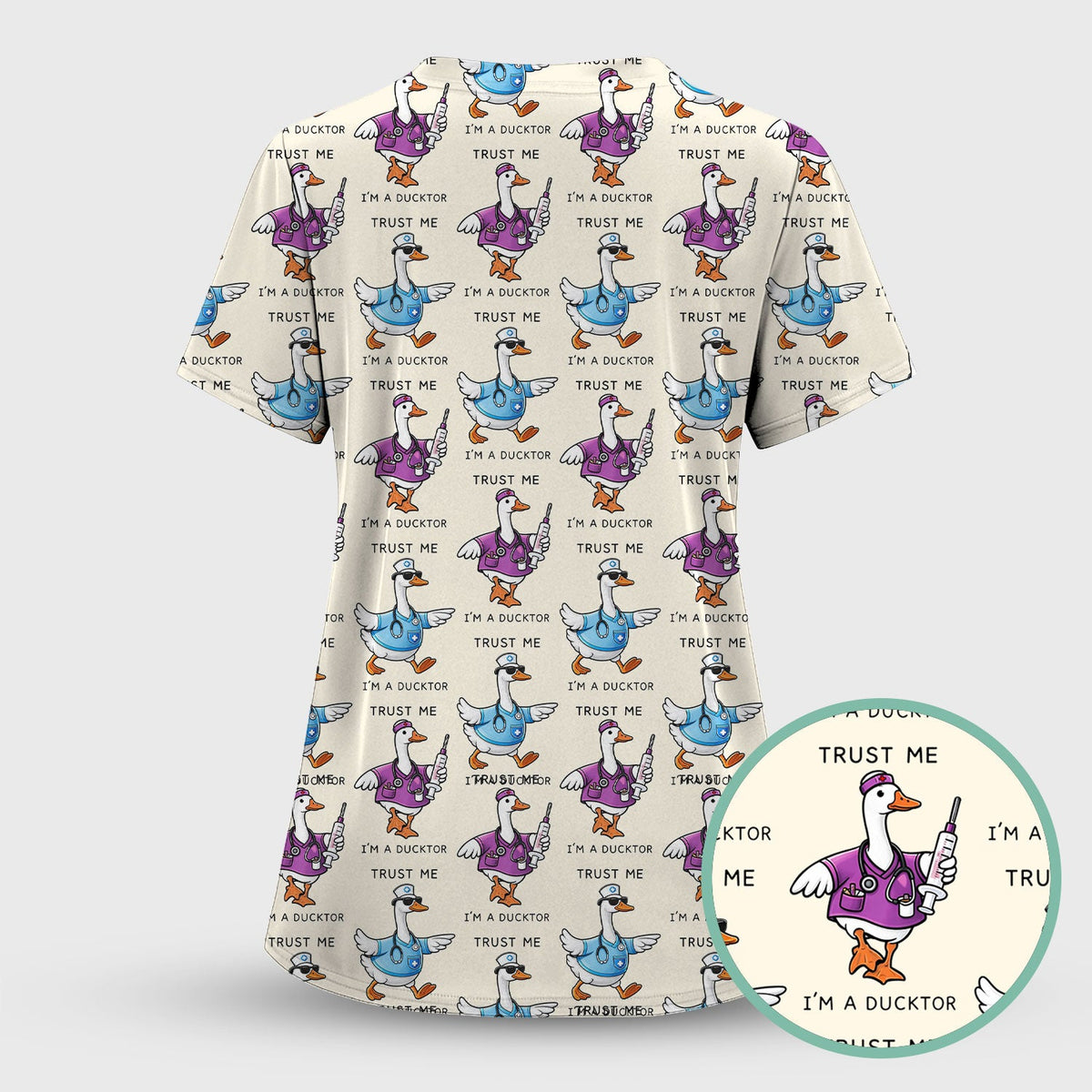 Duck Cartoon Nurse Scrub Set