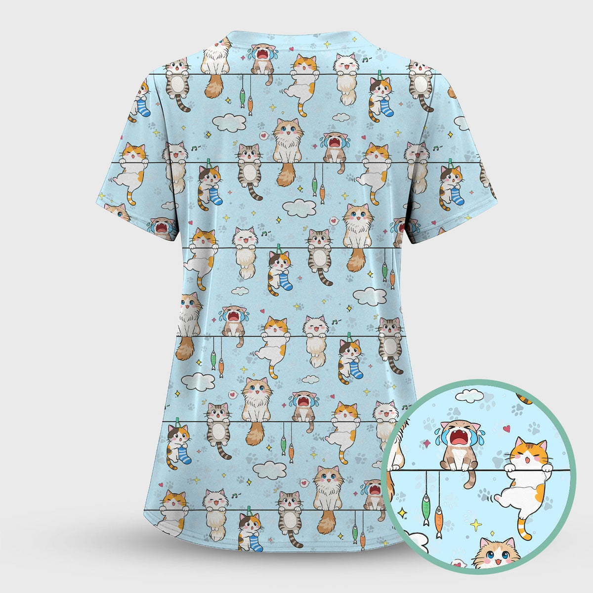 Cats With Cute Expressions Nurse Scrub Set