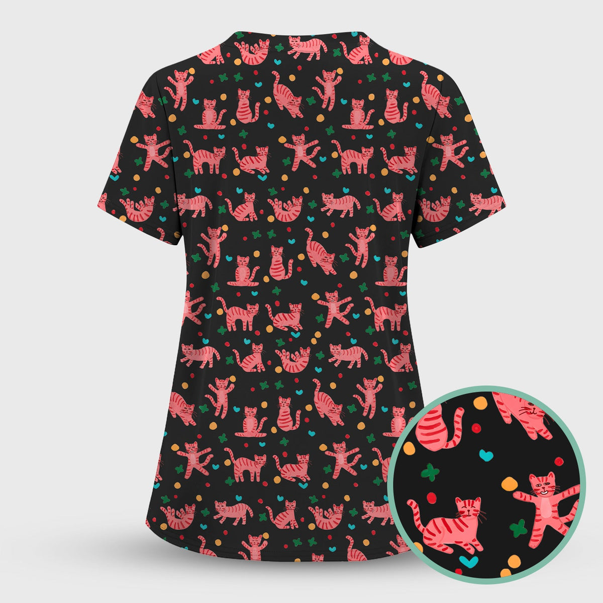 Pink Cat Nurse Scrub Set