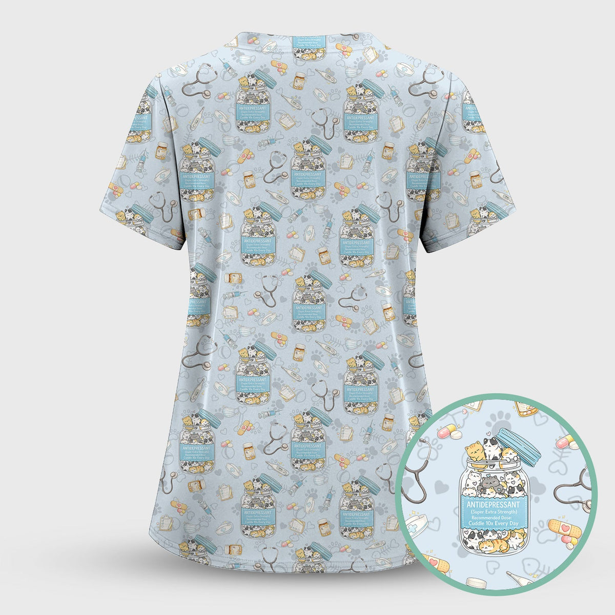 Antidepressant Cat Jar Nurse Scrub Set