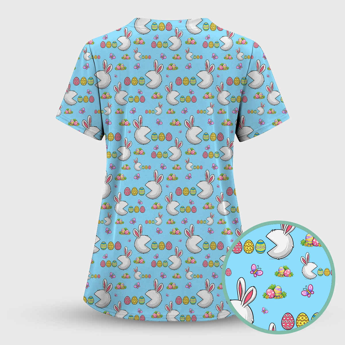 Bunny Colorful Eggs Nurse Scrub Set - Easter Gift