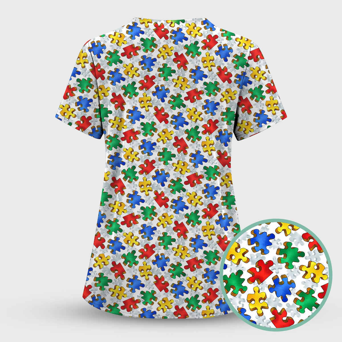 Colorful Autism Puzzle Piece Nurse Scrub Set