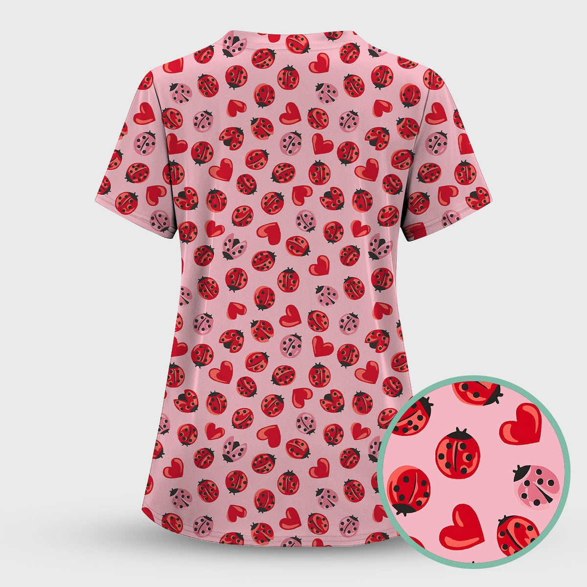 Ladybug Red Heart Nurse Scrub Set